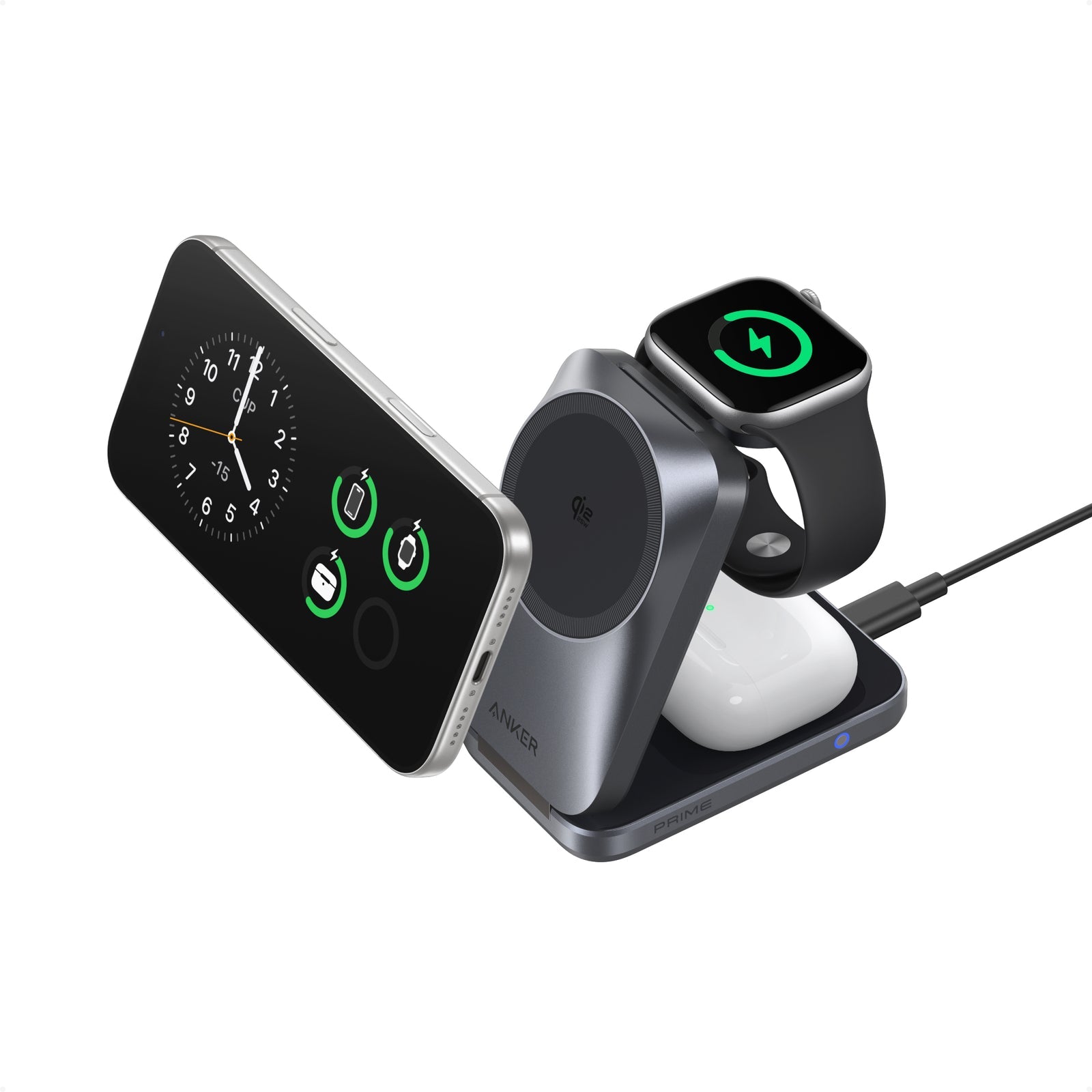 Anker Prime Wireless Charging Station in use
